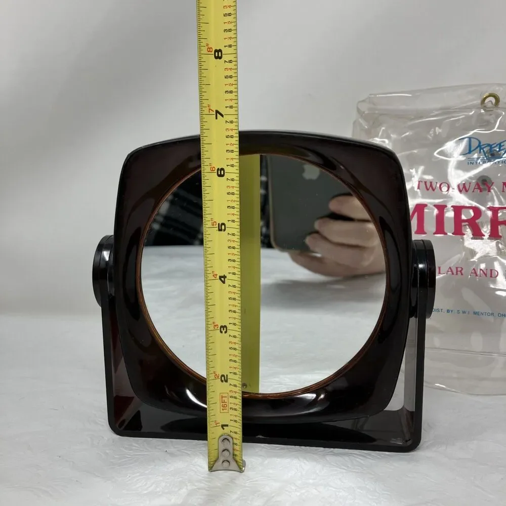 Vintage Magnifying Mirror Two Sided Vanity Plastic Tortoise Shell Hong Kong